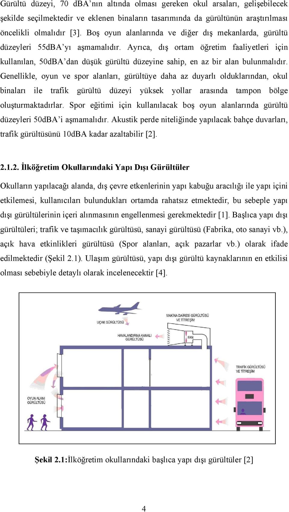 Ayrıca, dış ortam öğretim faaliyetleri için kullanılan, 50dBA dan düşük gürültü düzeyine sahip, en az bir alan bulunmalıdır.