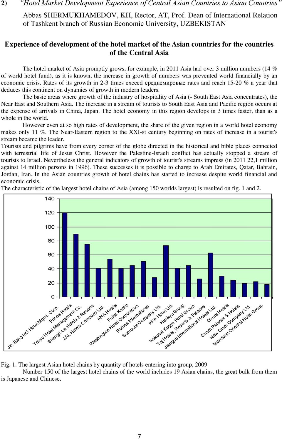 The hotel market of Asia promptly grows, for example, in 2011 Asia had over 3 million numbers (14 % of world hotel fund), as it is known, the increase in growth of numbers was prevented world