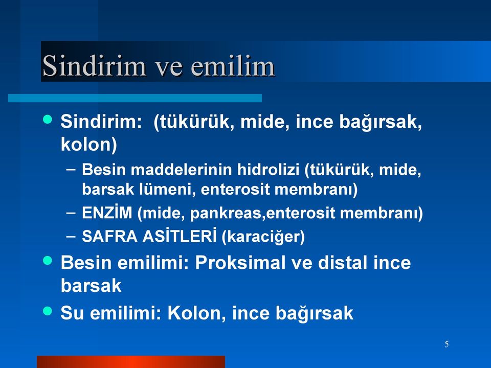 ENZİM (mide, pankreas,enterosit membranı) SAFRA ASİTLERİ (karaciğer) Besin