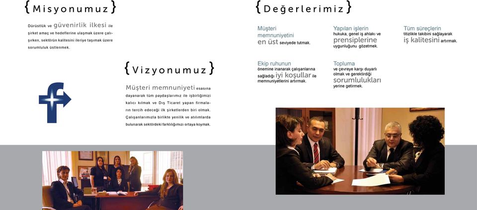 { Vizyonumuz} Müşteri memnuniyeti esasına dayanarak tüm paydaşlarımız ile işbirliğimizi kalıcı kılmak ve Dış Ticaret yapan firmaların tercih edeceği ilk şirketlerden biri olmak.