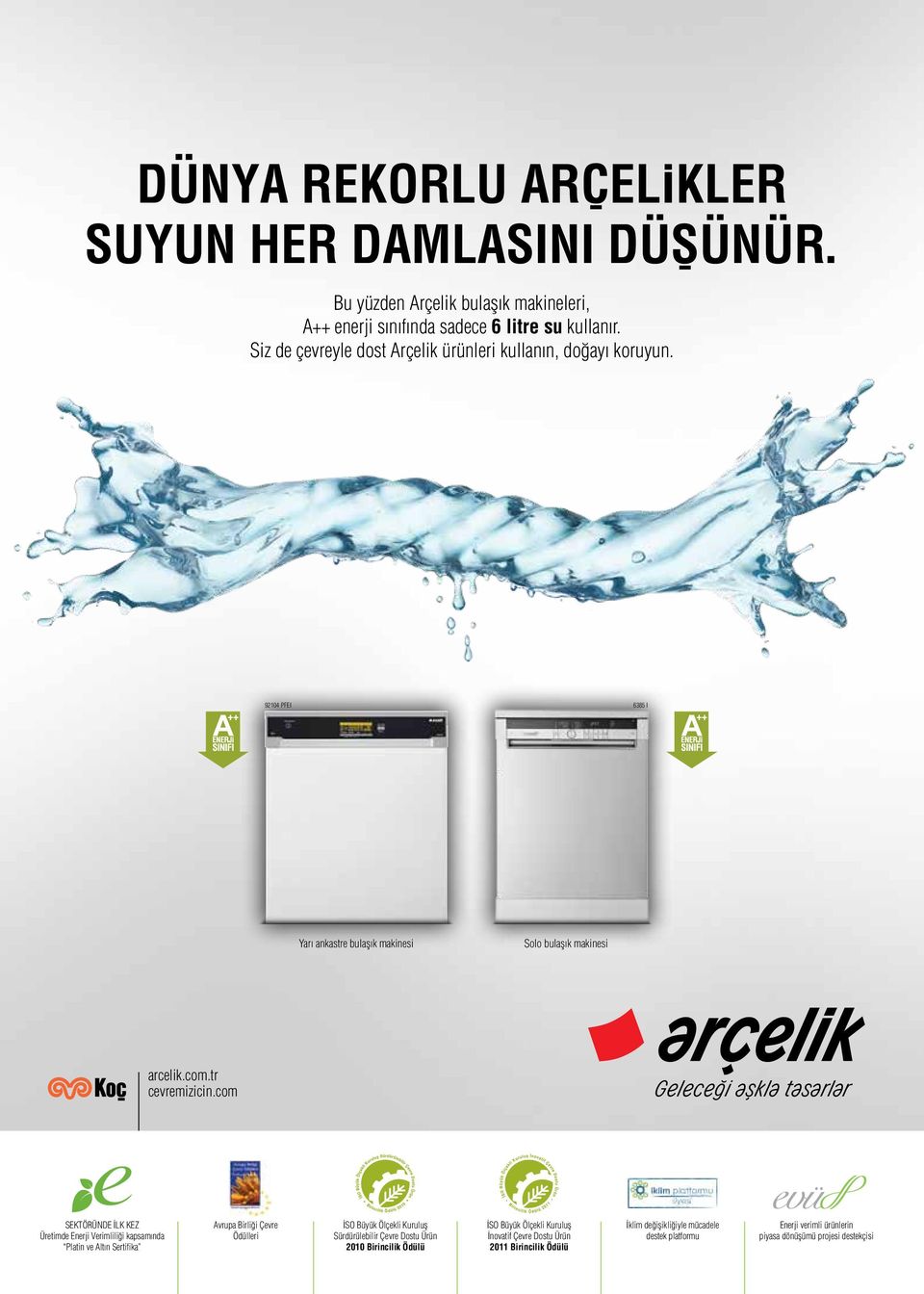 com Geleceği aşkla tasarlar SEKTÖRÜNDE İLK KEZ Üretimde Enerji Verimliliği kapsamında Platin ve Altın Sertifika Avrupa Birliği Çevre Ödülleri İSO Büyük Ölçekli Kuruluş