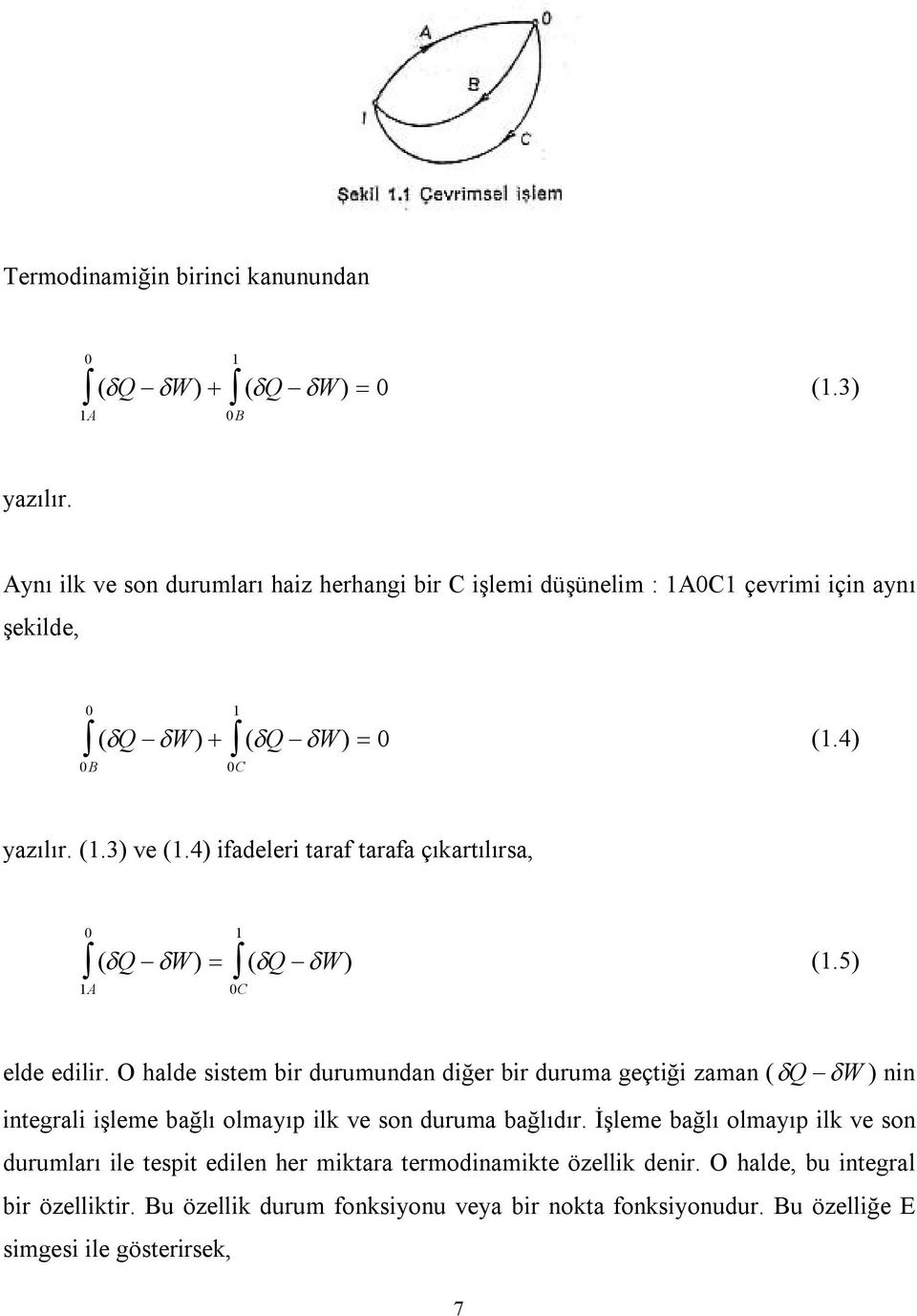 4) ifadeleri taraf tarafa çıkartılırsa, 0 A ( Q W) ( Q W) 0C (.5) elde edilir.