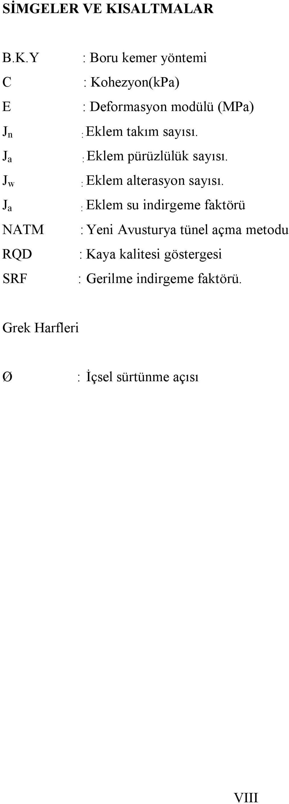 Y C E J n J a J w J a NATM RQD SRF : Boru kemer yöntemi : Kohezyon(kPa) : Deformasyon