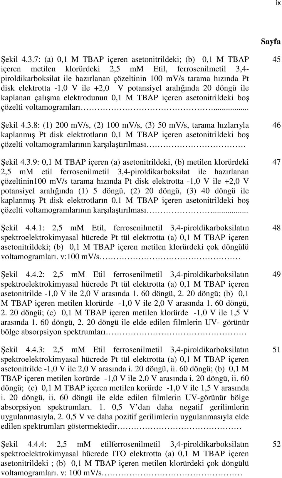 elektrotta -1,0 V ile +2,0 V potansiyel aralığında 20 döngü ile kaplanan çalışma elektrodunun 0,1 M TBAP içeren asetonitrildeki boş çözelti voltamogramları... Şekil 4.3.