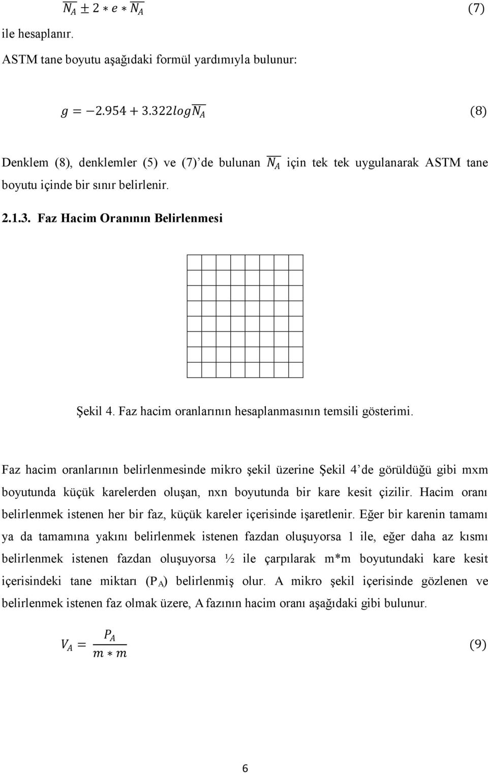 Faz hacim oranlarının hesaplanmasının temsili gösterimi.