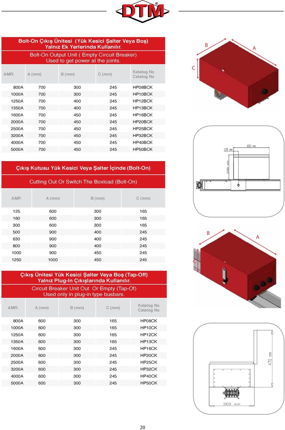 3200A 700 450 245 HP32BCK 4000A 700 450 245 HP40BCK 5000A 700 450 245 HP50BCK Çıkış Kutusu Yük Kesici Veya Şalter İçinde (Bolt-On) Cutting Out Or Switch The Boxload (Bolt-On) AMP.