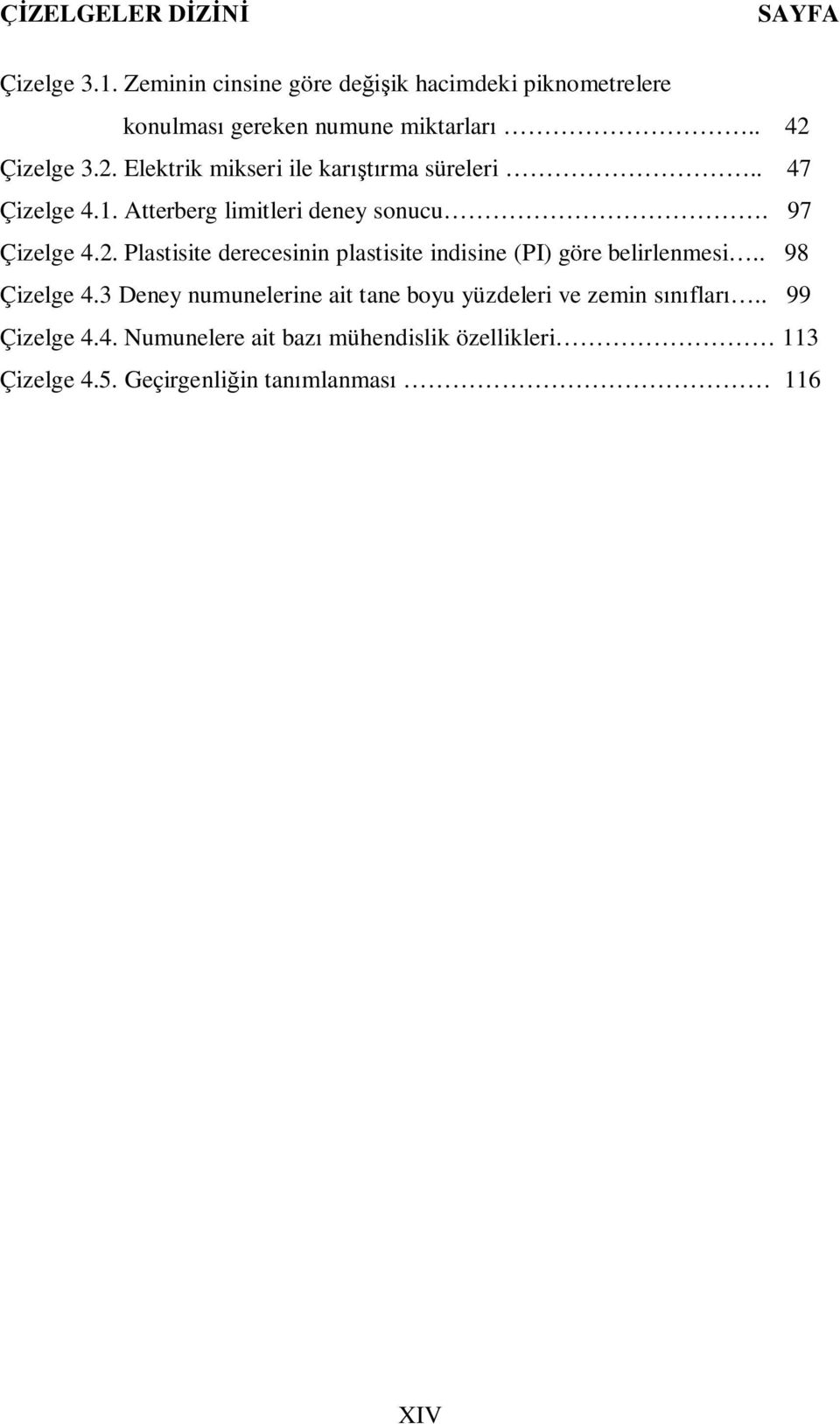 . 98 Çizelge 4.3 Deney numunelerine ait tane boyu yüzdeleri ve zemin s flar.. 99 Çizelge 4.4. Numunelere ait baz mühendislik özellikleri 3 Çizelge 4.