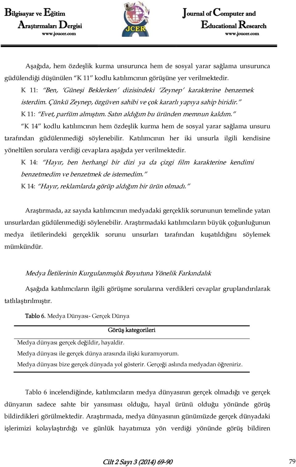 Satın aldığım bu üründen memnun kaldım. K 14 kodlu katılımcının hem özdeşlik kurma hem de sosyal yarar sağlama unsuru tarafından güdülenmediği söylenebilir.