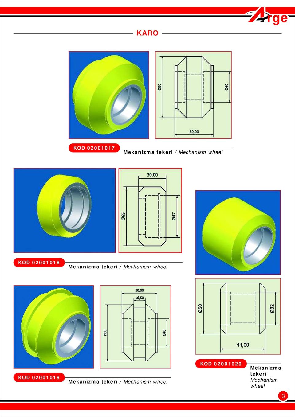 Mechanism wheel KOD 02001019 Mekanizma tekeri /