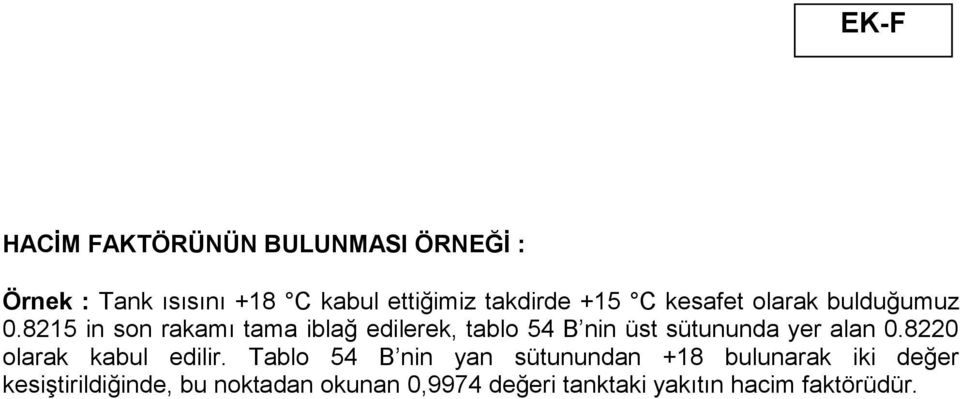 8215 in son rakamı tama iblağ edilerek, tablo 54 B nin üst sütununda yer alan 0.