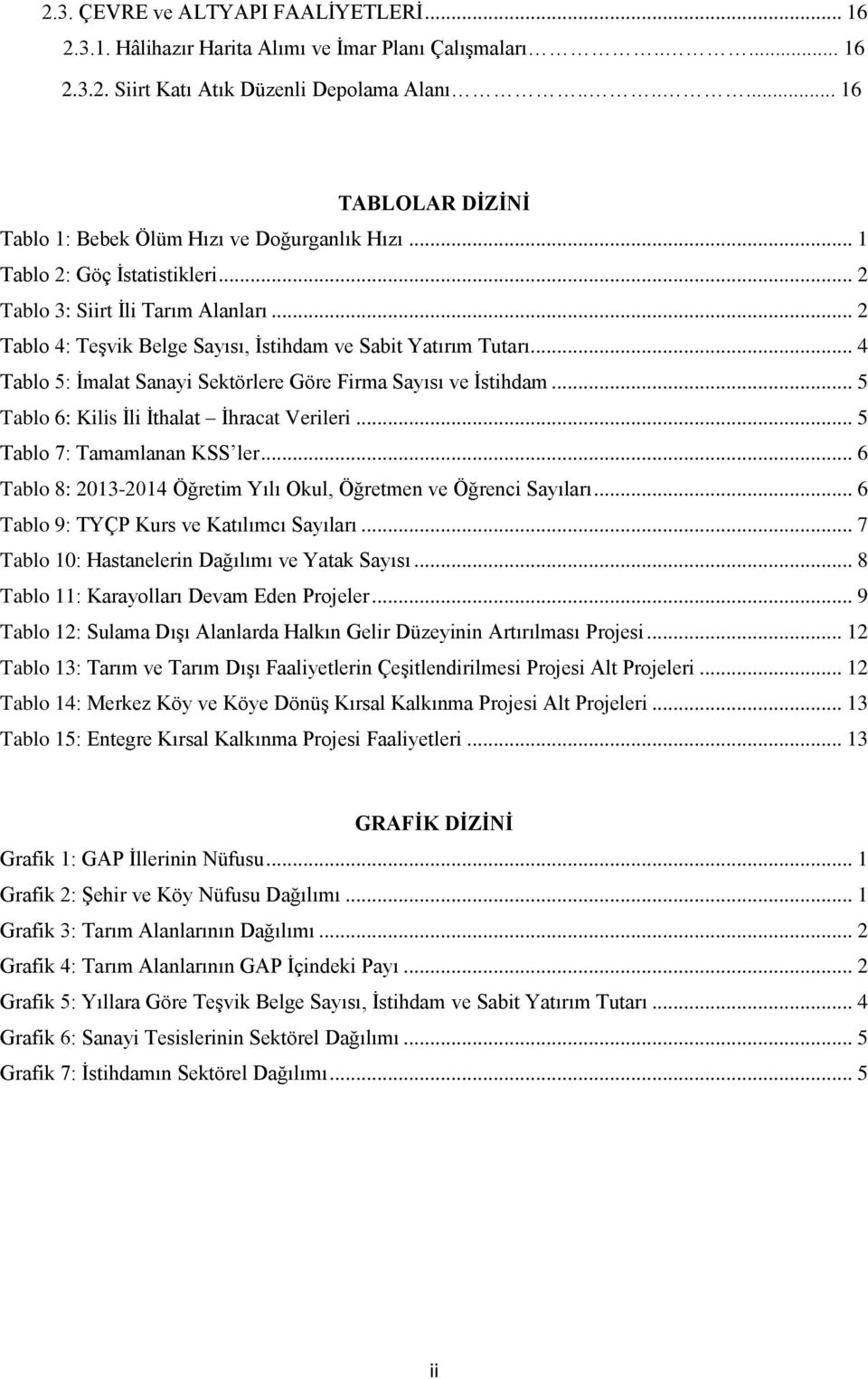 .. 2 Tablo 4: Teşvik Belge, İstihdam ve Sabit Yatırım Tutarı... 4 Tablo 5: İmalat Sanayi Sektörlere Göre Firma ve İstihdam... 5 Tablo 6: Kilis İli İthalat İhracat Verileri.