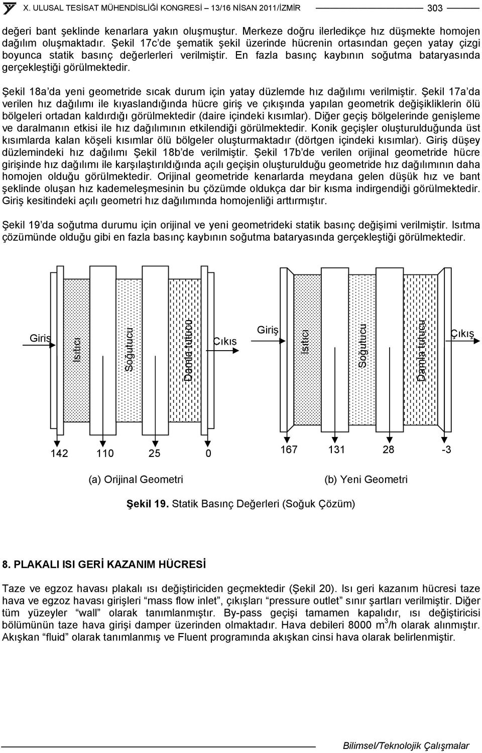 Şekil 18a da yeni geometride sıcak durum için yatay düzlemde hız dağılımı verilmiştir.