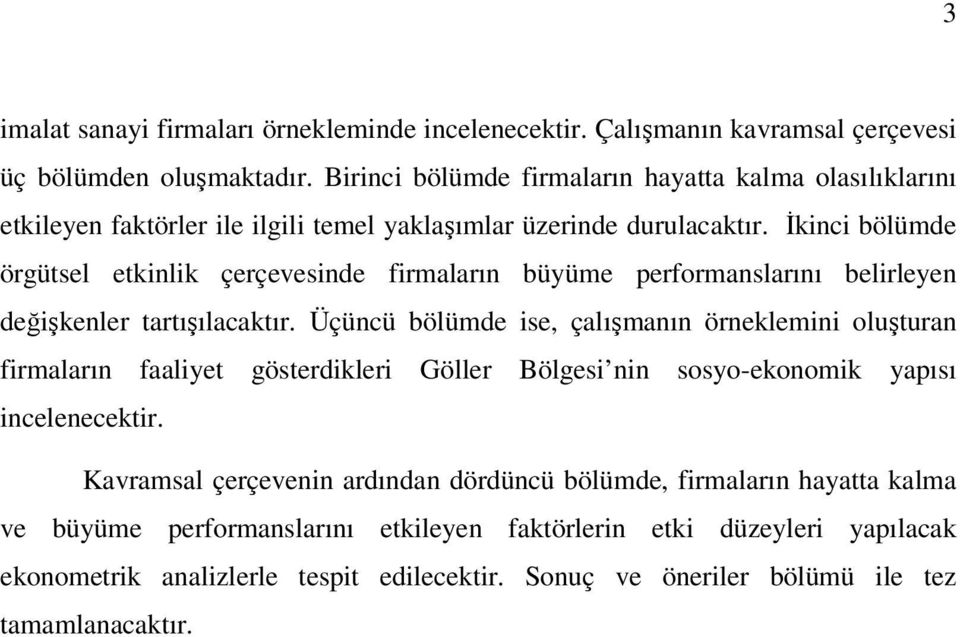 İkinci bölümde örgütsel etkinlik çerçevesinde firmaların büyüme performanslarını belirleyen değişkenler tartışılacaktır.