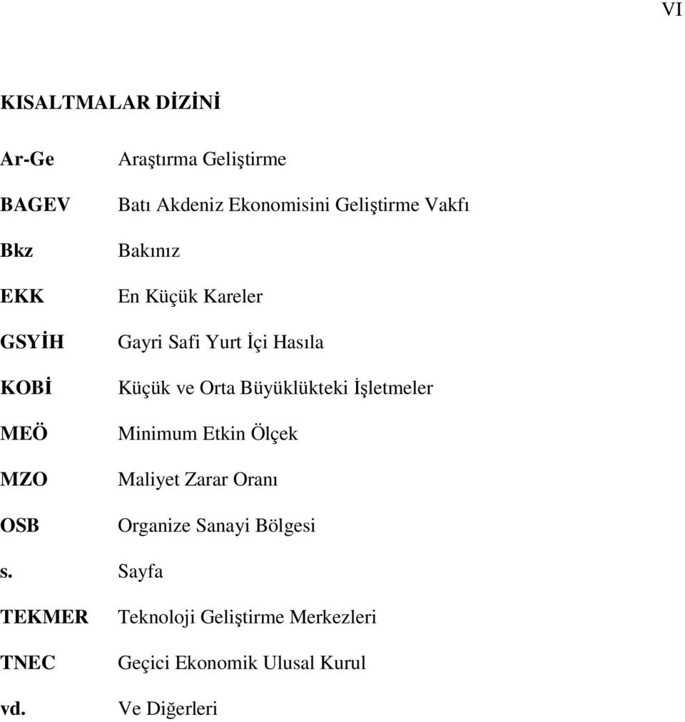 ve Orta Büyüklükteki İşletmeler Minimum Etkin Ölçek Maliyet Zarar Oranı Organize Sanayi