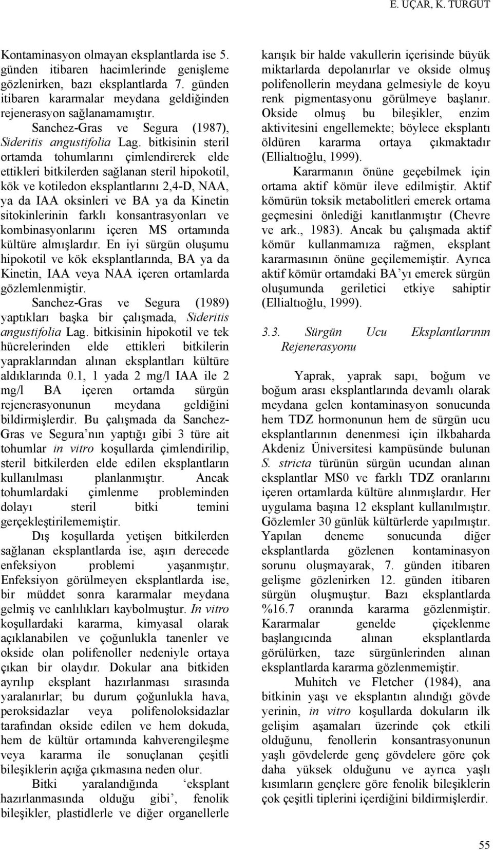 bitkisinin steril ortamda tohumlarını çimlendirerek elde ettikleri bitkilerden sağlanan steril hipokotil, kök ve kotiledon eksplantlarını 2,4-D, NAA, ya da IAA oksinleri ve BA ya da Kinetin