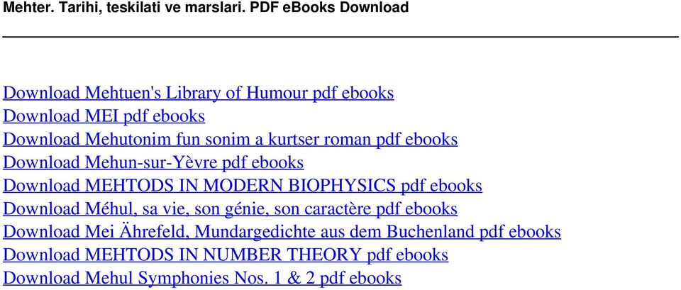 roman pdf ebooks Download Mehun-sur-Yèvre pdf ebooks Download MEHTODS IN MODERN BIOPHYSICS pdf ebooks Download Méhul, sa vie, son