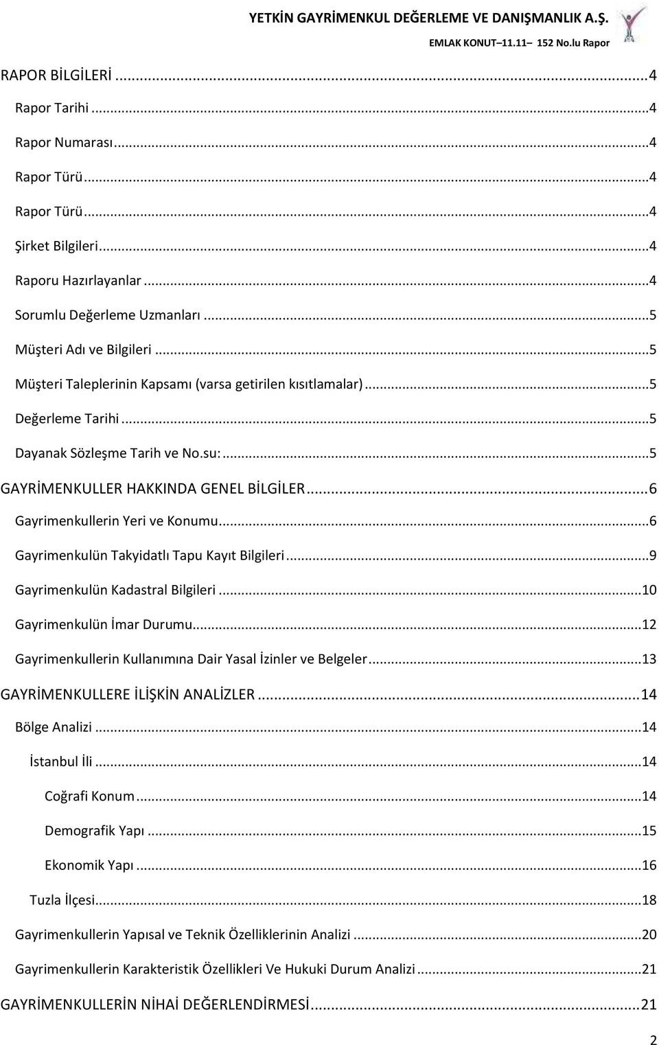 .. 6 Gayrimenkullerin Yeri ve Konumu... 6 Gayrimenkulün Takyidatlı Tapu Kayıt Bilgileri... 9 Gayrimenkulün Kadastral Bilgileri...10 Gayrimenkulün İmar Durumu.