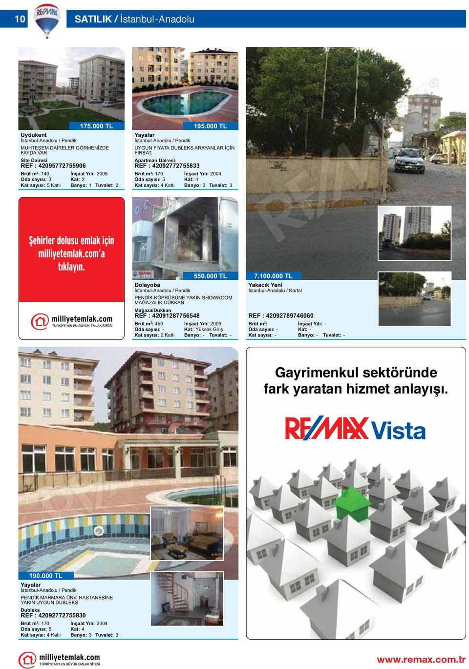 REF : 42092772755833 Brüt m 2 : 170 İnşaat Yılı: 2004 Oda sayısı: 5 Kat: 4 Kat sayısı: 4 Katlı Banyo: 3 Tuvalet: 3 Dolayoba PENDİK KÖPRÜSÜNE YAKIN SHOWROOM MAĞAZALIK DÜKKAN Mağaza/Dükkan REF :