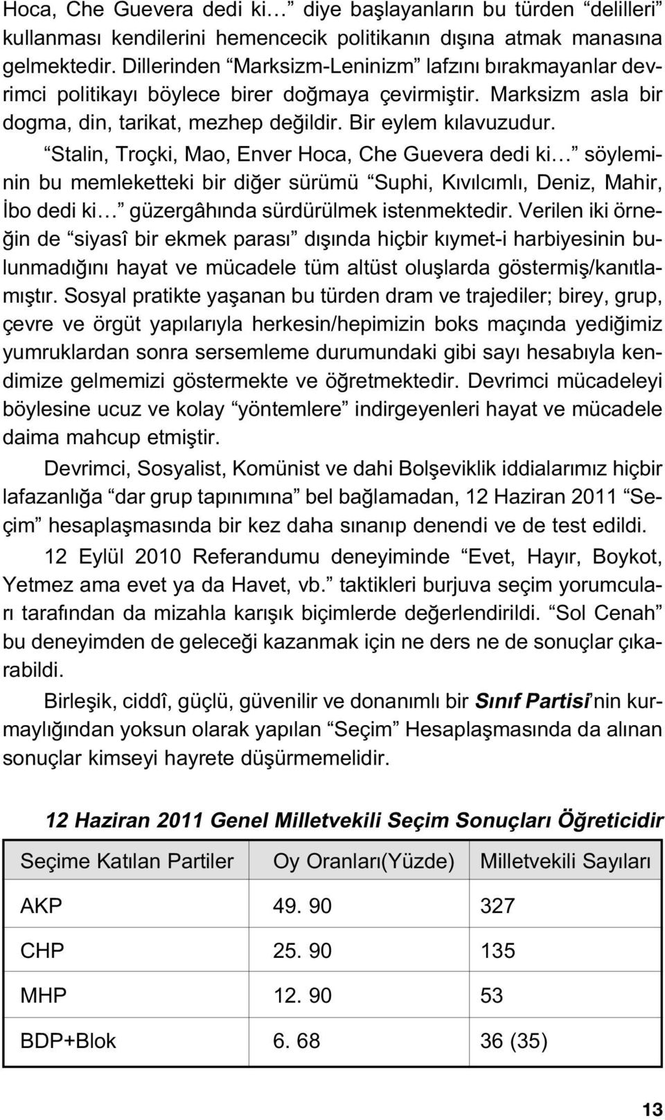 Stalin, Troçki, Mao, Enver Hoca, Che Guevera dedi ki söyleminin bu memleketteki bir di er sürümü Suphi, K v lc ml, Deniz, Mahir, bo dedi ki güzergâh nda sürdürülmek istenmektedir.