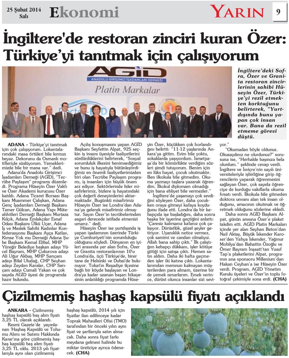 Programa Hüseyin Özer Vakf ve Özer Akademi kurucusu Özer kat ld.