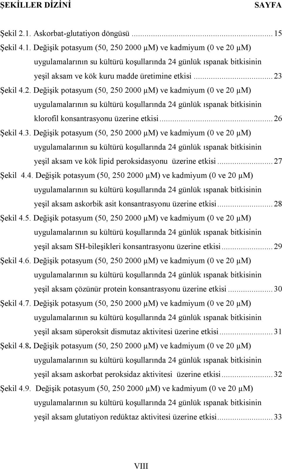 Şekil 4.1. Değişik potasyum (50, 250 2000 µm) ve kadmiyum (0 ve 20 µm) uygulamalarının su kültürü koşullarında 24 günlük ıspanak bitkisinin yeşil aksam ve kök kuru madde üretimine etkisi... 23 Şekil 4.