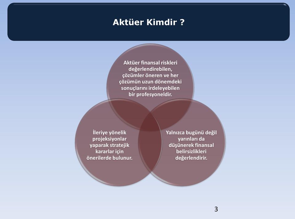 dönemdeki sonuçlarını irdeleyebilen bir profesyoneldir.