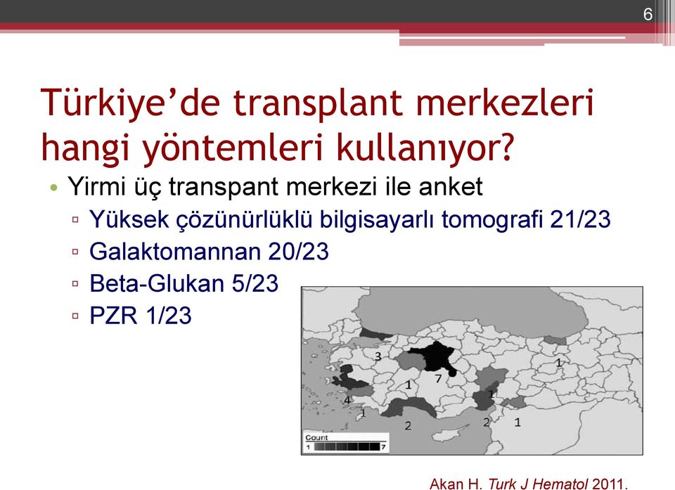 Yirmi üç transpant merkezi ile anket Yüksek