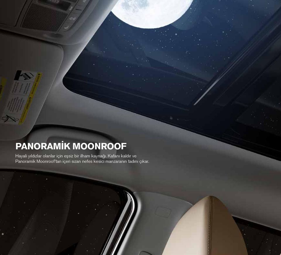 Kafanı kaldır ve Panoramik Moonroof tan