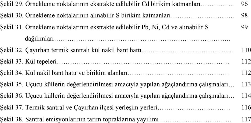 Kül tepeleri 112 Şekil 34. Kül nakil bant hattı ve birikim alanları. 112 Şekil 35. Uçucu küllerin değerlendirilmesi amacıyla yapılan ağaçlandırma çalışmaları 113 Şekil 36.