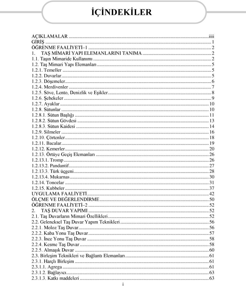 .. 11 1.2.8.2. Sütun Gövdesi... 13 1.2.8.3. Sütun Kaidesi... 14 1.2.9. Silmeler... 16 1.2.10. Çörtenler... 18 1.2.11. Bacalar... 19 1.2.12. Kemerler... 20 1.2.13. Örtüye Geçiş Elemanları... 26 1.2.13.1. Tromp.