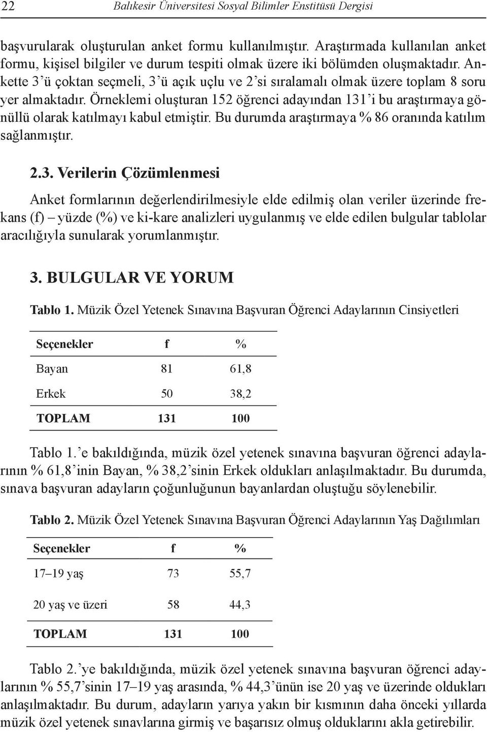 Ankette 3 ü çoktan seçmeli, 3 ü açık uçlu ve 2 si sıralamalı olmak üzere toplam 8 soru yer almaktadır.