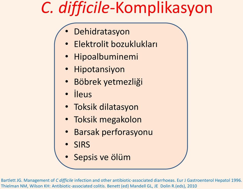 Management of C difficile infection and other antibiotic-associated diarrhoeas.