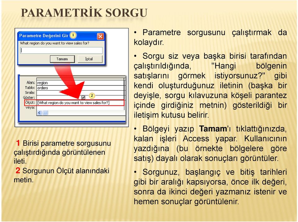 " gibi kendi oluşturduğunuz ğ iletinin i (başka bir deyişle, sorgu kılavuzuna köşeli parantez içinde girdiğiniz metnin) gösterildiği bir iletişim kutusu belirir.