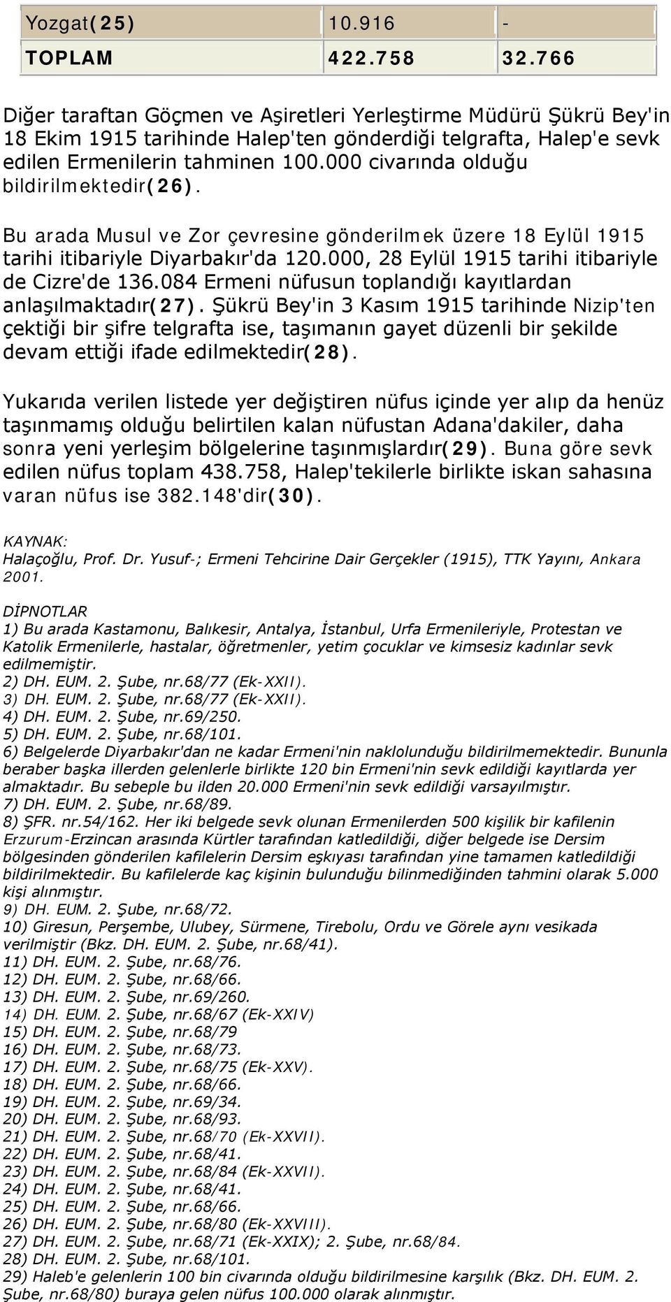 000 civarında olduğu bildirilmektedir(26). Bu arada Musul ve Zor çevresine gönderilmek üzere 18 Eylül 1915 tarihi itibariyle Diyarbakır'da 120.000, 28 Eylül 1915 tarihi itibariyle de Cizre'de 136.