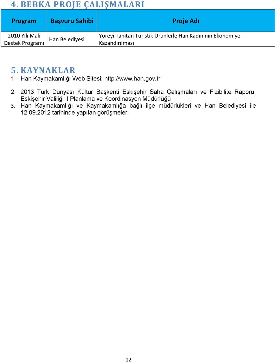 2013 Türk Dünyası Kültür Başkenti Eskişehir Saha Çalışmaları ve Fizibilite Raporu, Eskişehir Valiliği İl Planlama ve