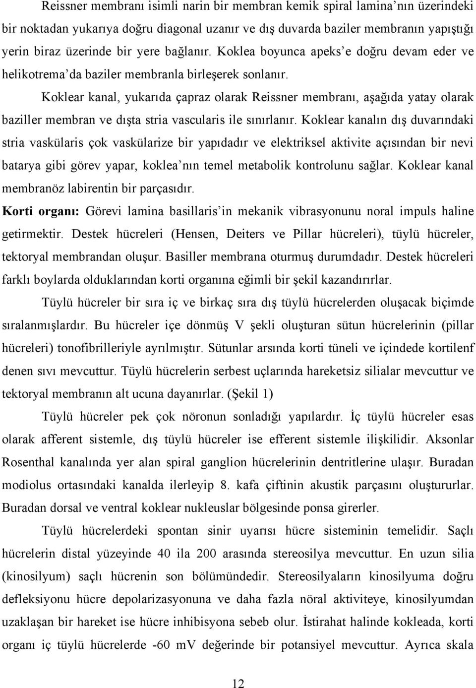 Koklear kanal, yukarıda çapraz olarak Reissner membranı, aşağıda yatay olarak baziller membran ve dışta stria vascularis ile sınırlanır.