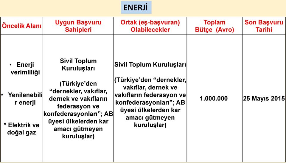 vakıfların federasyon ve konfederasyonları ; AB üyesi ülkelerden kar amacı gütmeyen kuruluşlar) Sivil Toplum Kuruluşları (Türkiye den