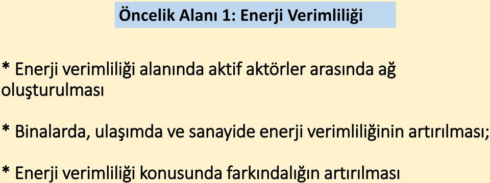 Binalarda, ulaşımda ve sanayide enerji verimliliğinin