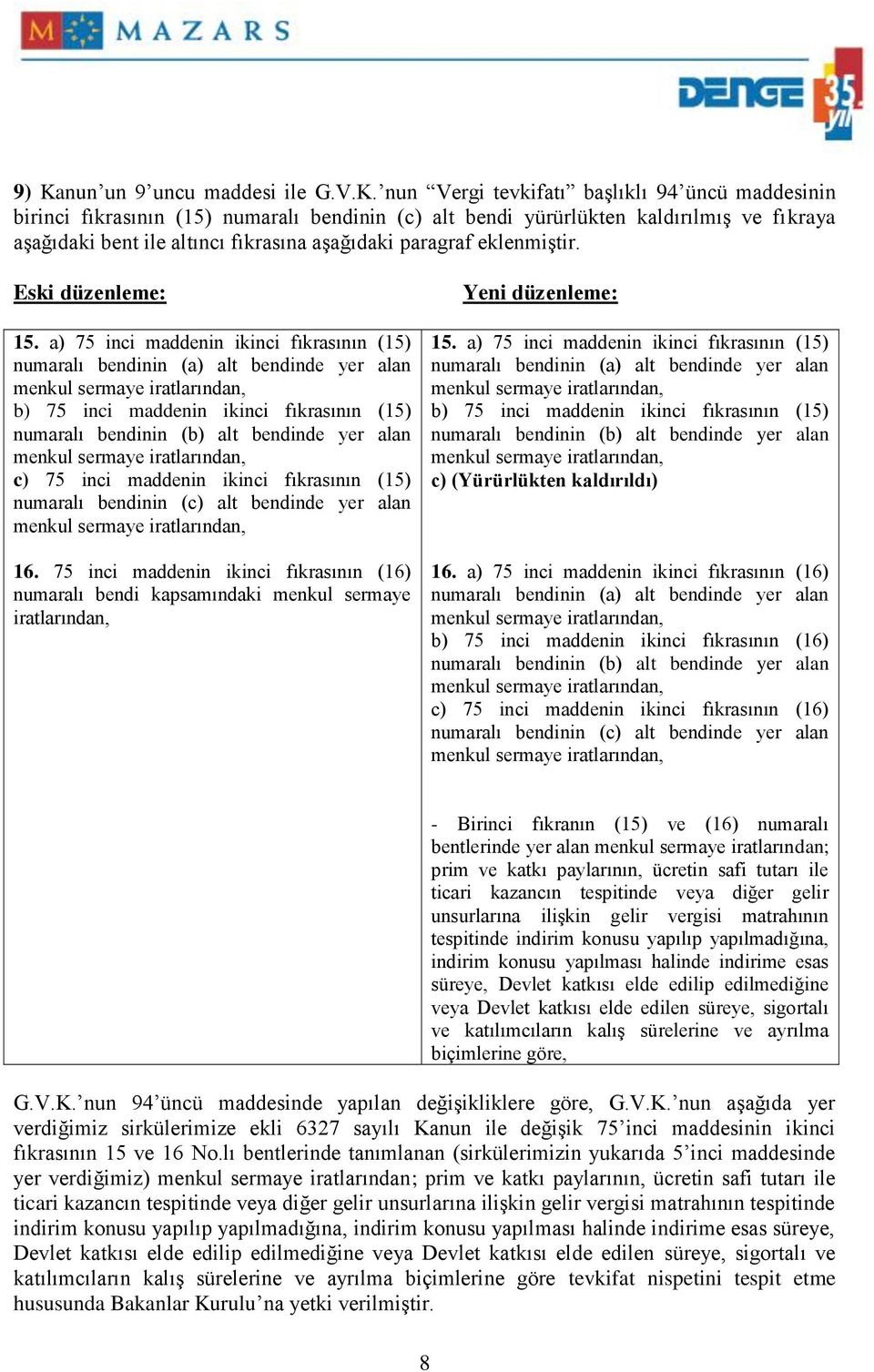 a) 75 inci maddenin ikinci fıkrasının (15) numaralı bendinin (a) alt bendinde yer alan menkul sermaye iratlarından, b) 75 inci maddenin ikinci fıkrasının (15) numaralı bendinin (b) alt bendinde yer