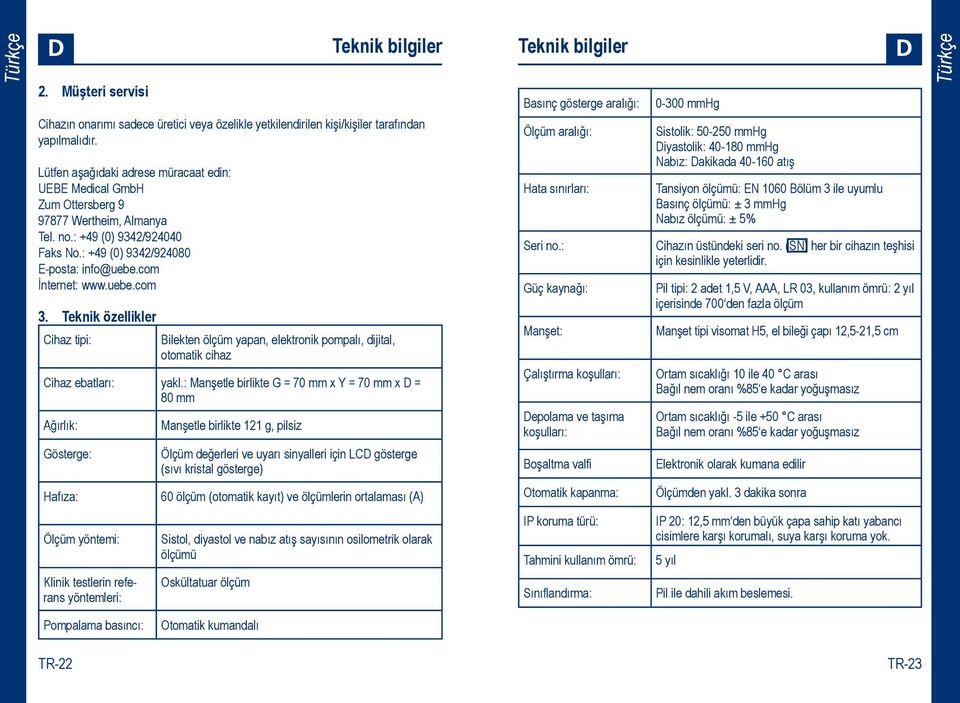 Teknik özellikler Cihaz tipi: ilekten ölçüm yapan, elektronik pompalı, dijital, otomatik cihaz Cihaz ebatları: yakl.