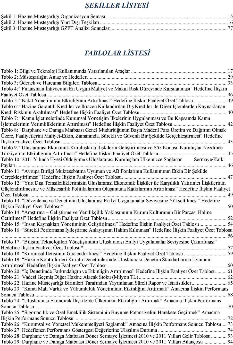 .. 33 Tablo 4: Finansman İhtiyacının En Uygun Maliyet ve Makul Risk Düzeyinde Karşılanması Hedefine İlişkin Faaliyet Özet Tablosu.