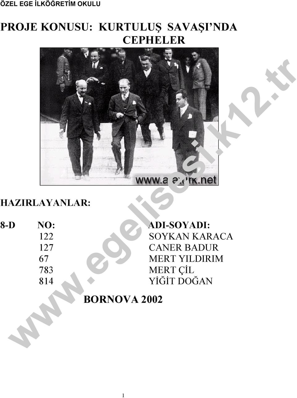 ADI-SOYADI: 122 SOYKAN KARACA 127 CANER BADUR 67