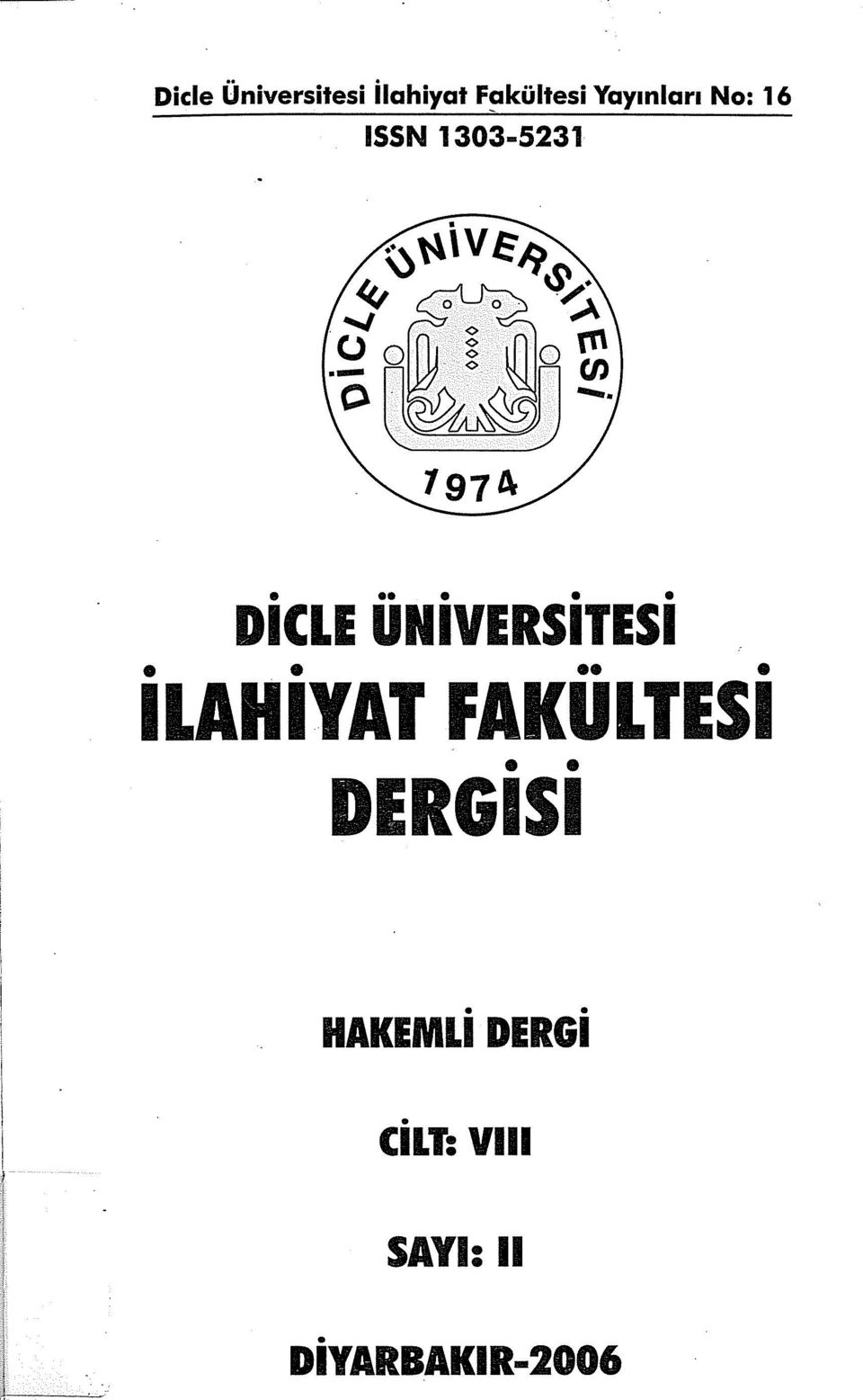 UNIVERSilESI ILAHIYAT FAKULTESI DERGISI