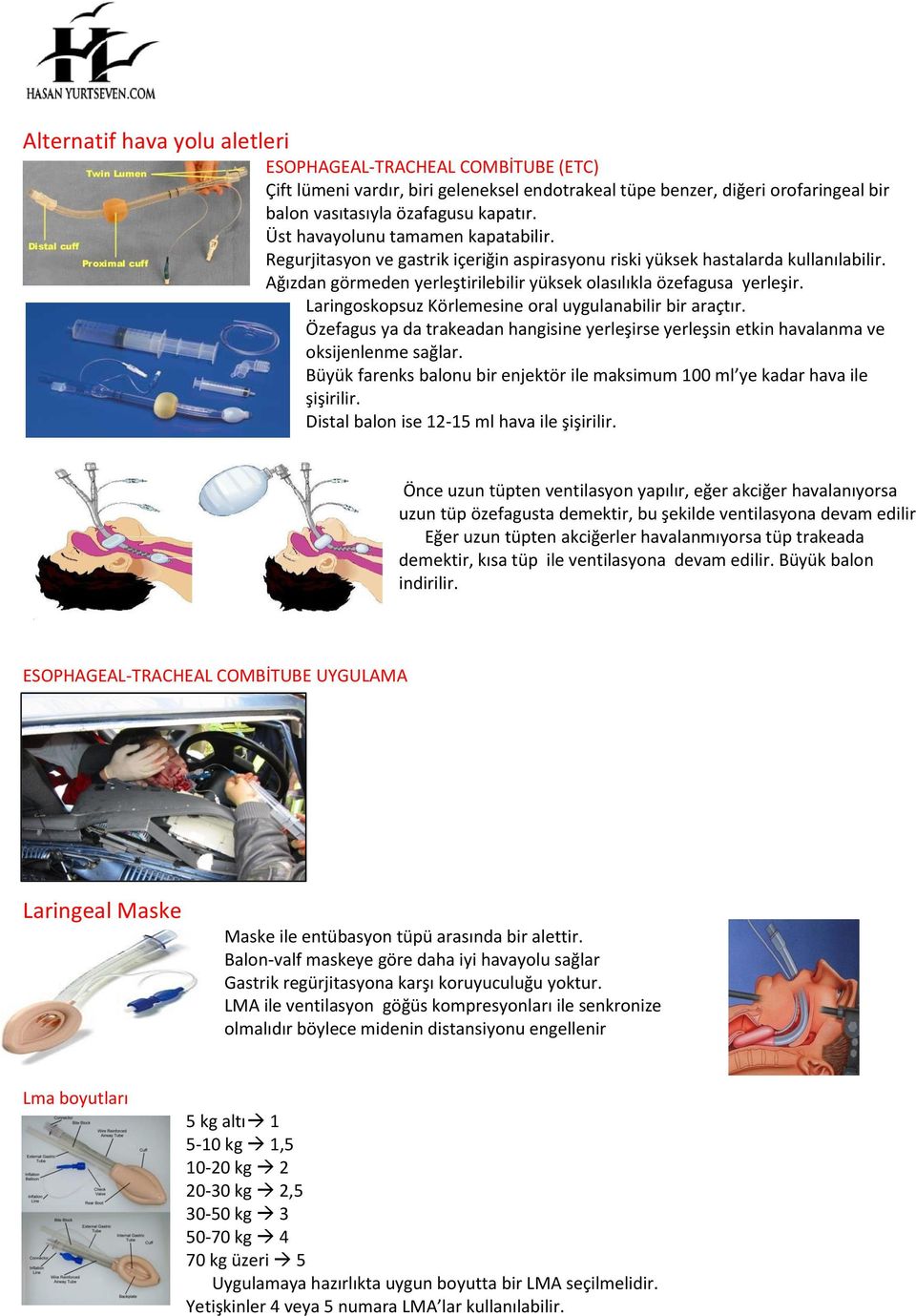 Laringoskopsuz Körlemesine oral uygulanabilir bir araçtır. Özefagus ya da trakeadan hangisine yerleşirse yerleşsin etkin havalanma ve oksijenlenme sağlar.