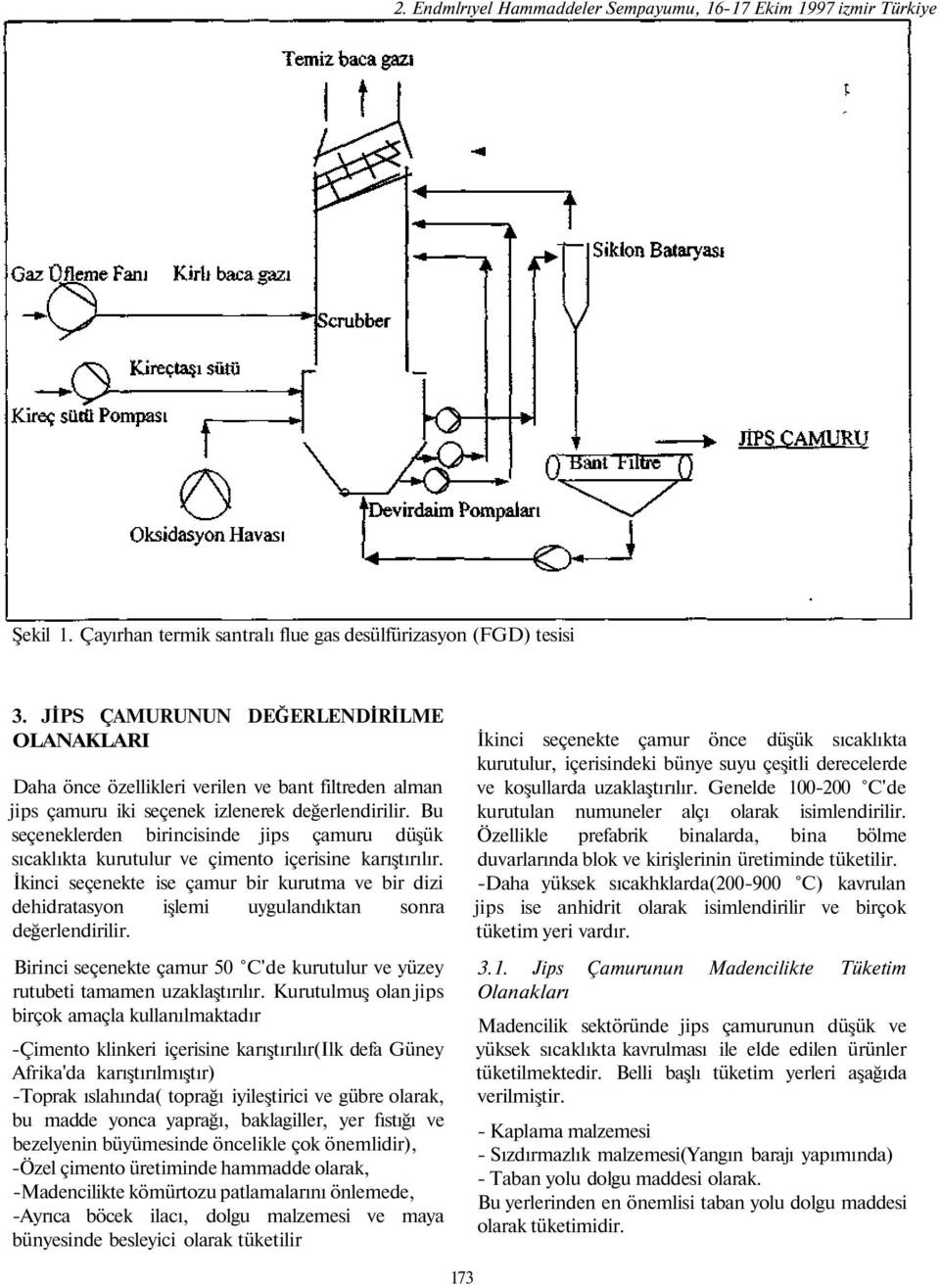 Bu seçeneklerden birincisinde jips çamuru düşük sıcaklıkta kurutulur ve çimento içerisine karıştırılır.