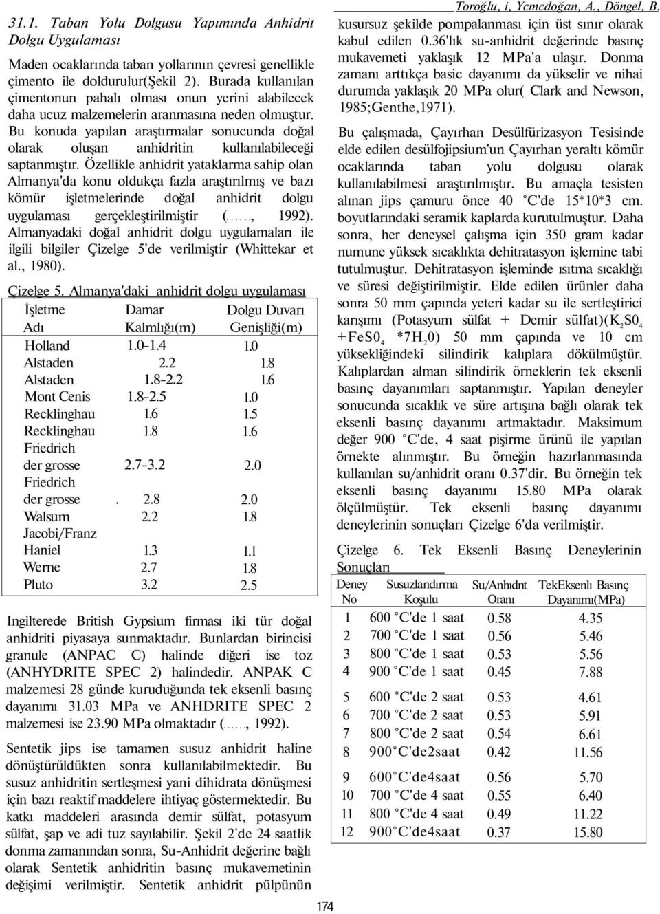 Bu konuda yapılan araştırmalar sonucunda doğal olarak oluşan anhidritin kullanılabileceği saptanmıştır.