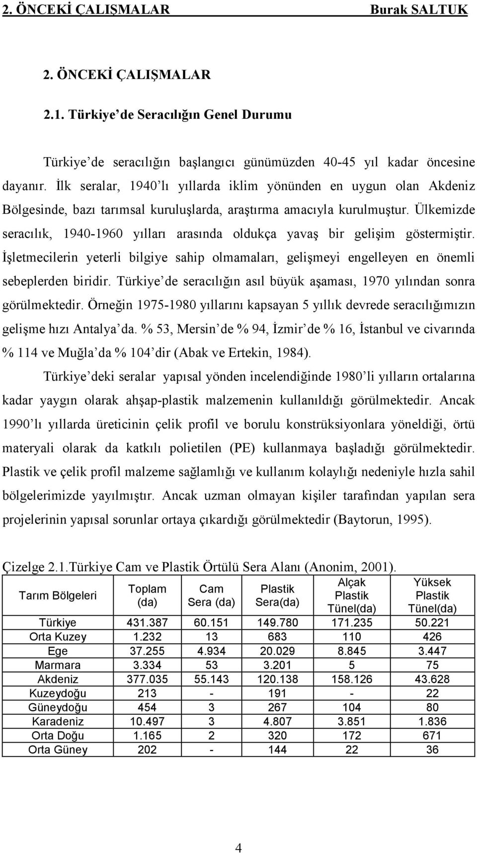 Ülkemizde seracılık, 1940-1960 yılları arasında oldukça yavaş bir gelişim göstermiştir. İşletmecilerin yeterli bilgiye sahip olmamaları, gelişmeyi engelleyen en önemli sebeplerden biridir.