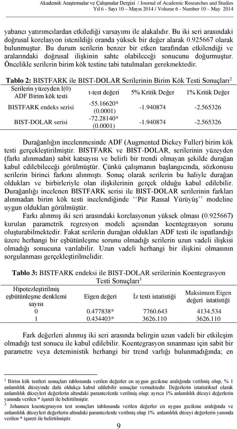 Öncelikle serilerin birim kök testine tabi tutulmaları gerekmektedir.