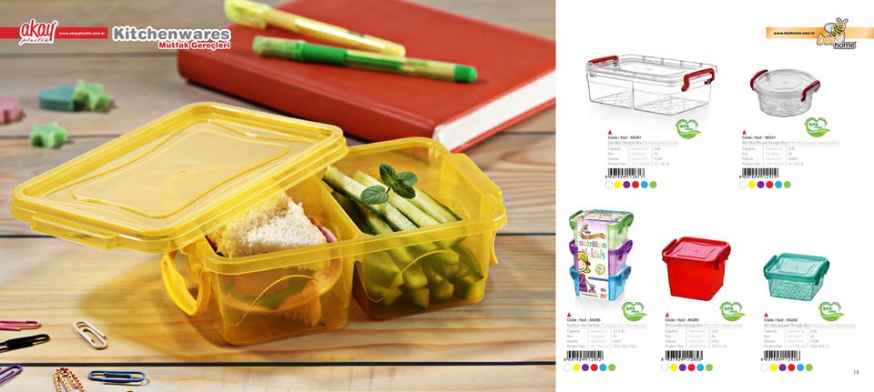 Kids / Çocuklar İçin Beslenme Seti 3 x 0,35 0,051,5 / 9,5 / 15,5 Code / Kod : AK285 Mini Larder Storage / Mini Derin