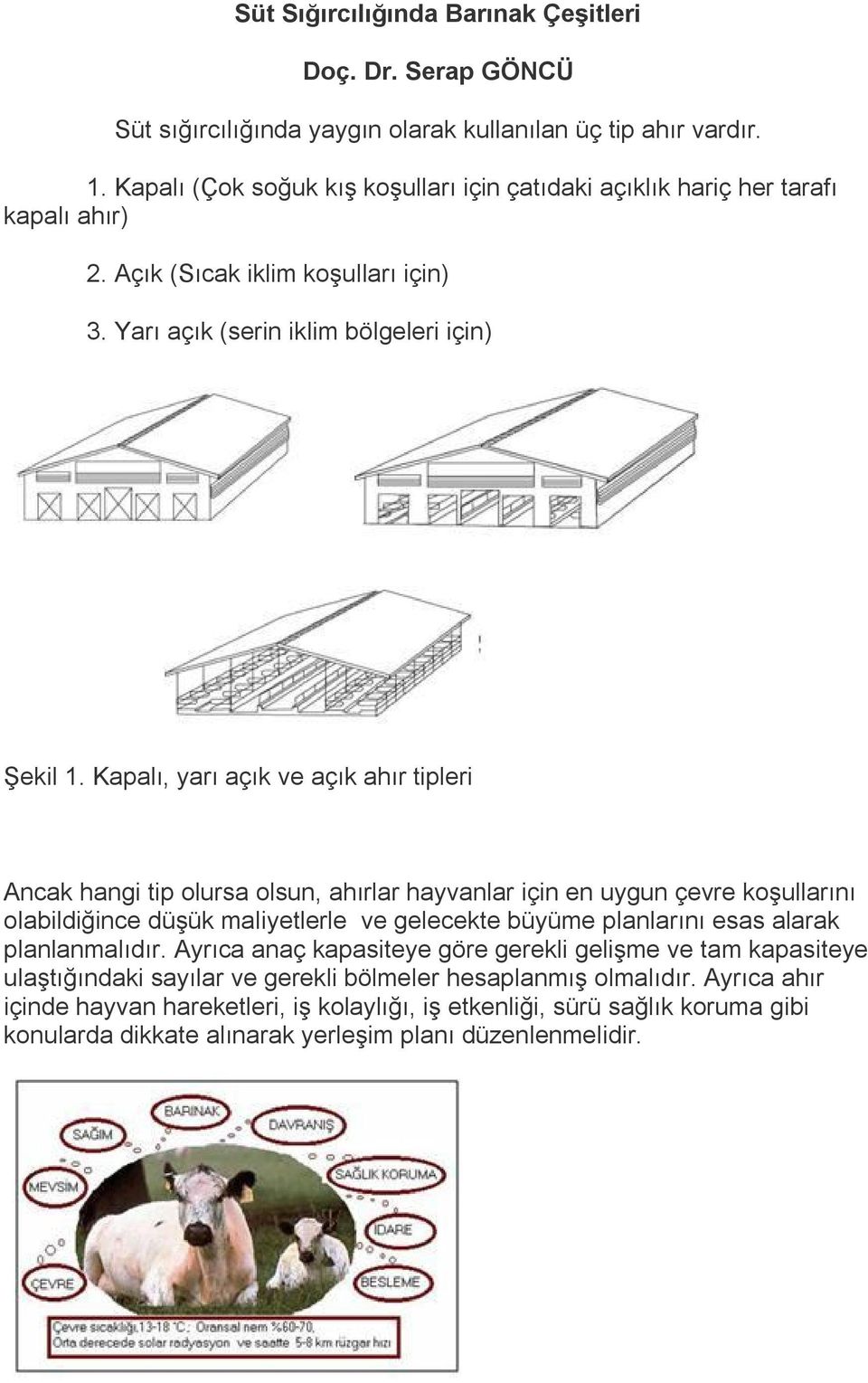 Kapalı, yarı açık ve açık ahır tipleri Ancak hangi tip olursa olsun, ahırlar hayvanlar için en uygun çevre koşullarını olabildiğince düşük maliyetlerle ve gelecekte büyüme planlarını esas alarak